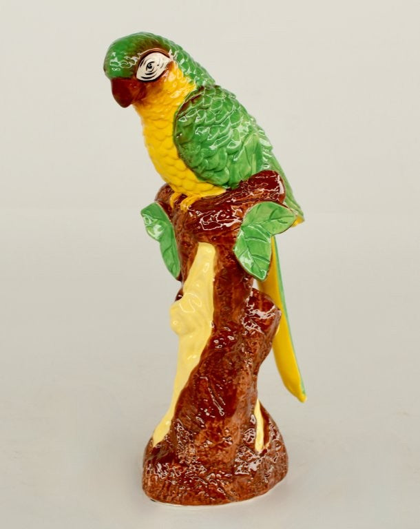 GREEN & YELLOW CERAMIC PARROT