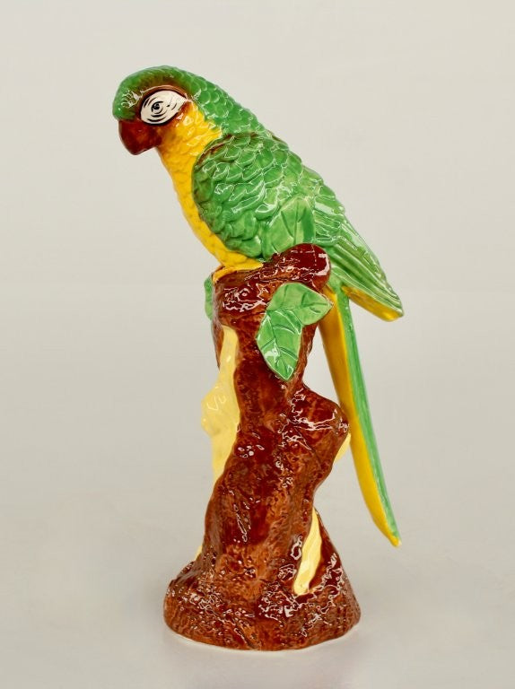 GREEN & YELLOW CERAMIC PARROT