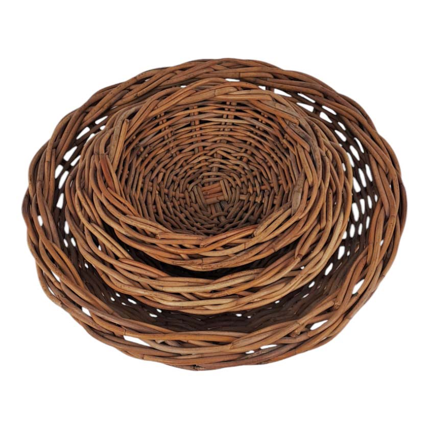 Rattan Thick Bread Basket Round Set of 3
