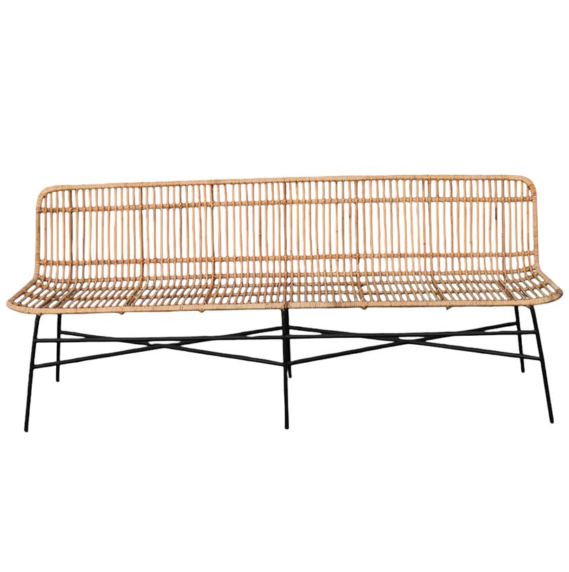 Rattan Bench Extra Long Natural