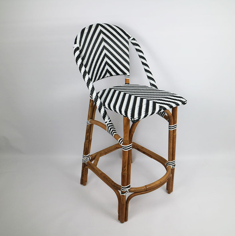 Rattan Thick & Synthetic Counter Chair Black & White