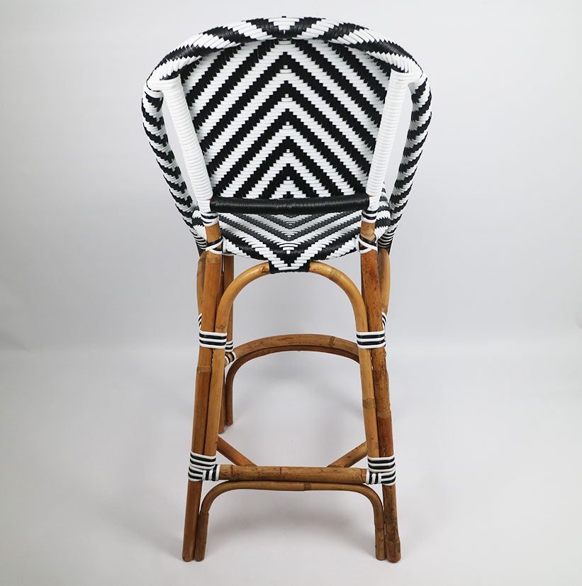 Rattan Thick & Synthetic Counter Chair Black & White