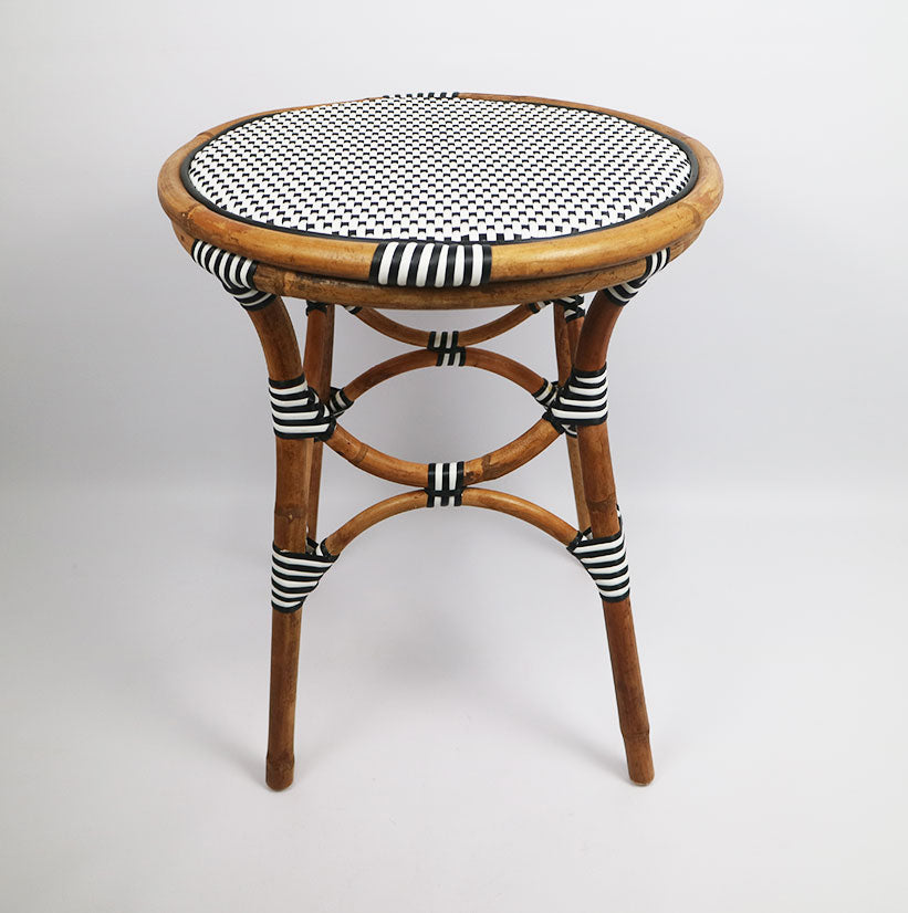 Rattan Thick & Synthetic Round Table Black & White