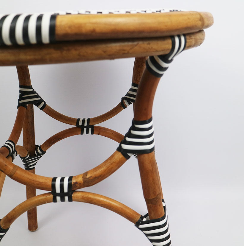 Rattan Thick & Synthetic Round Table Black & White