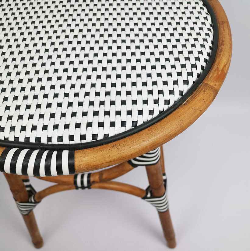Rattan Thick & Synthetic Round Table Black & White