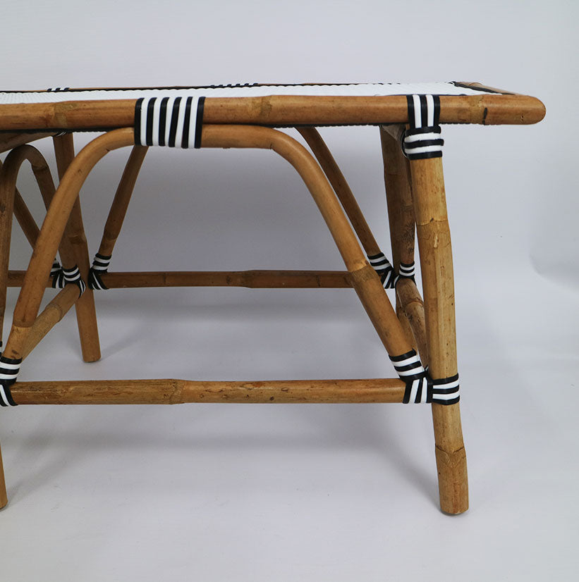 Rattan Thick & Synthetic Bench Black & White
