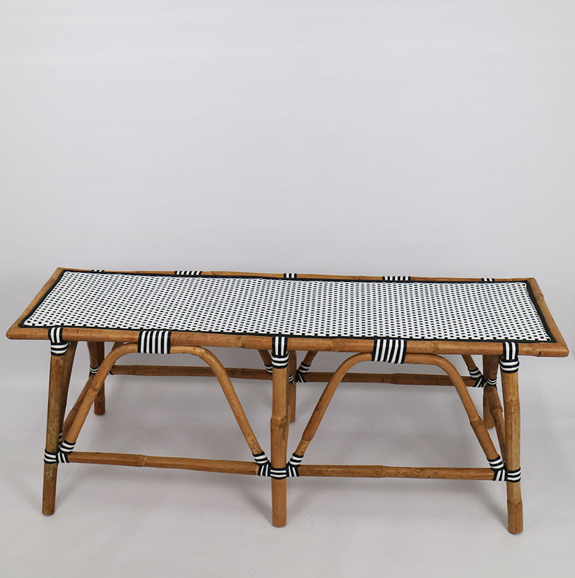 Rattan Thick & Synthetic Bench Black & White