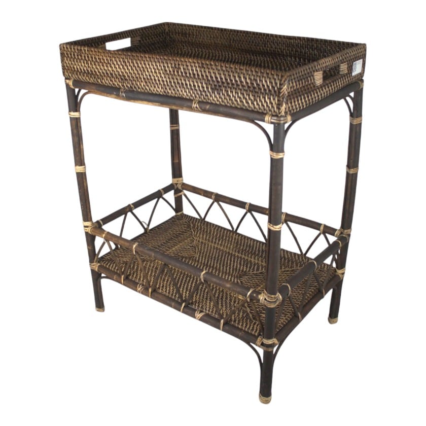 RATTAN SIDE TABLE ANTIQUE