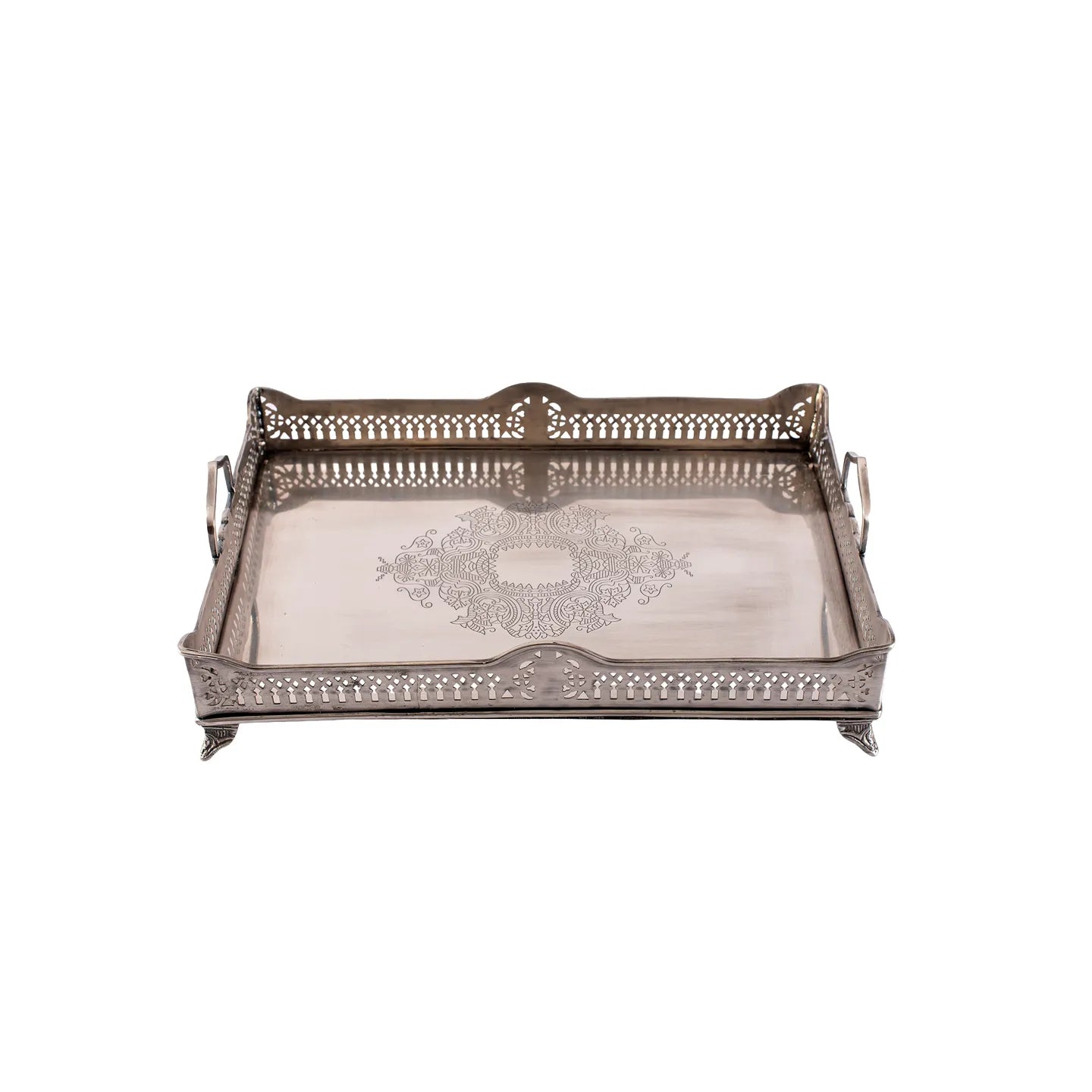 TRAY GALLERY KINGS ANTIQUE PEWTER