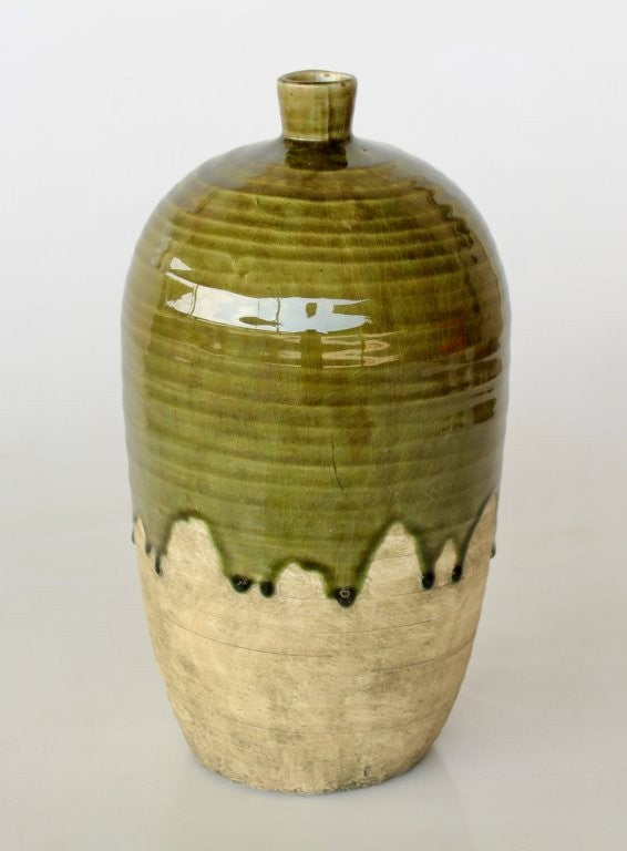 Large Green and Natural Jar