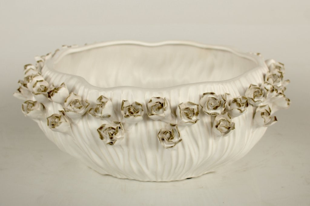 WHITE CERAMIC ROSE BOWL