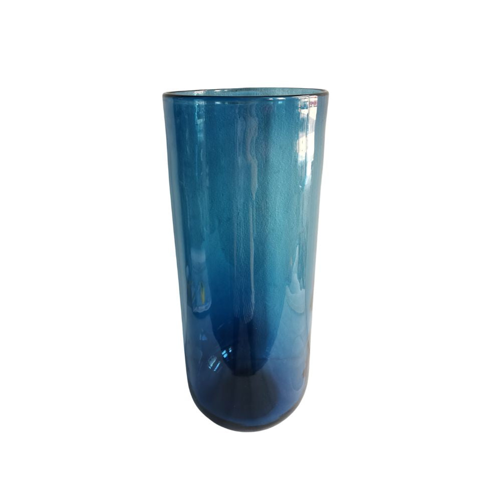 Blue Cylinder Glass Vase