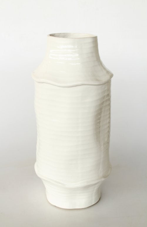 Very Tall Glazed White Jar