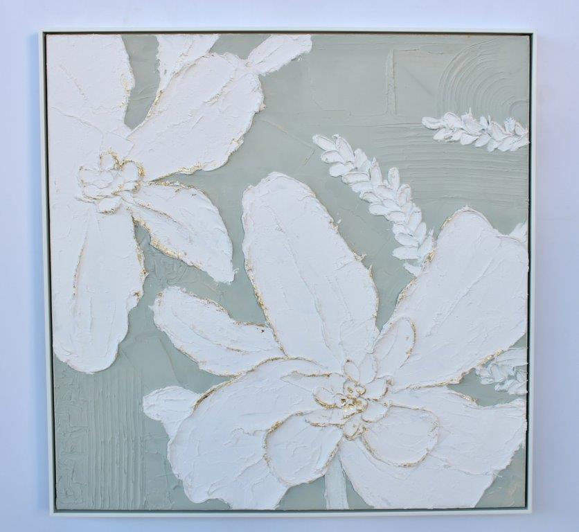 Large Handpainted White Flower Picture