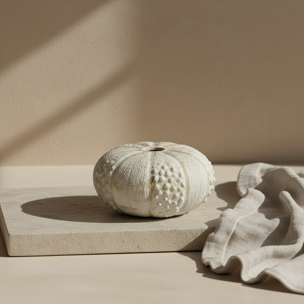 Decorative sea urchin shell on a white background