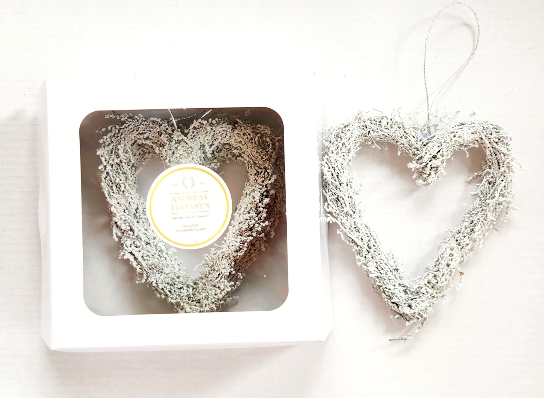 White Slangbos Hearts Set of 3 Christmas Tree Decorations