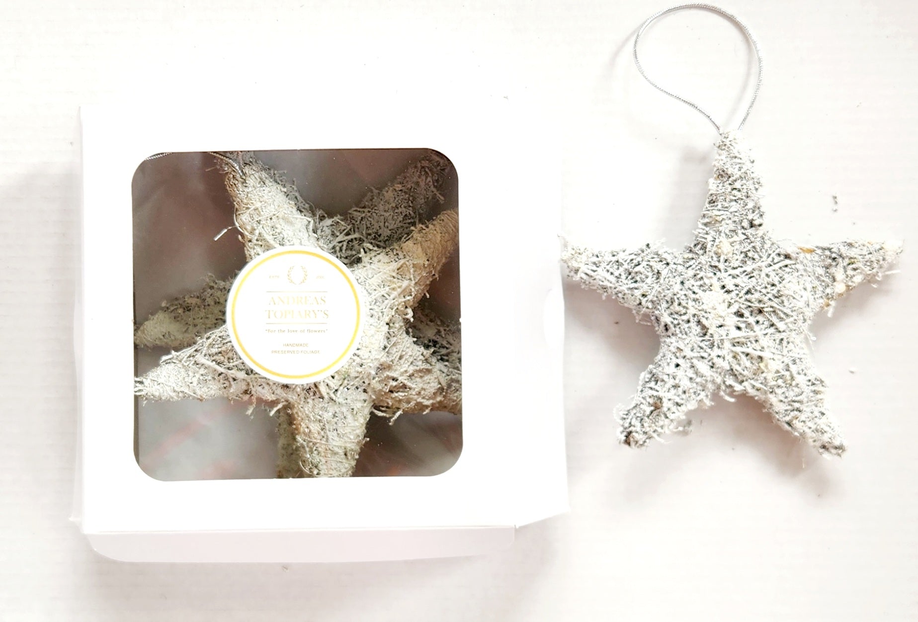 White Slangbos Full Star Set of 3 Christmas Tree Decorations
