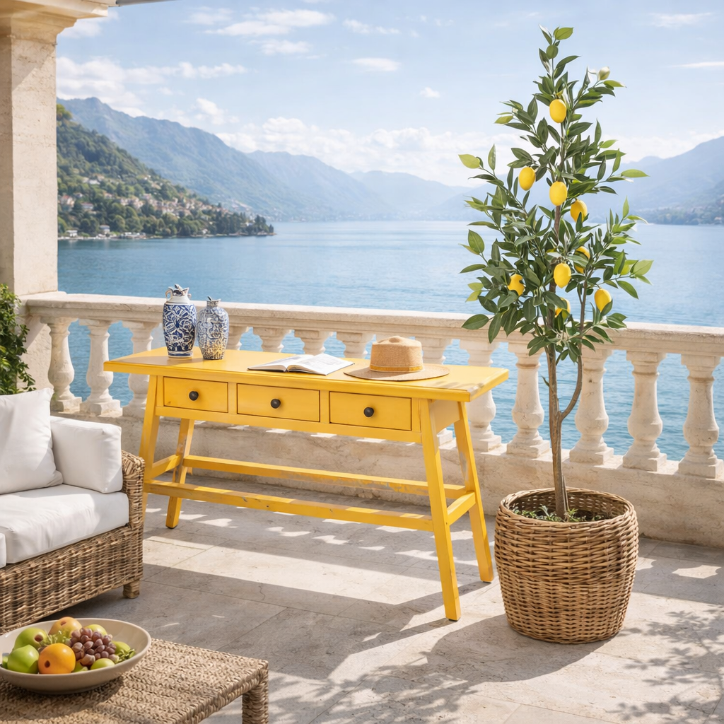 Yellow 3 Drawer Console