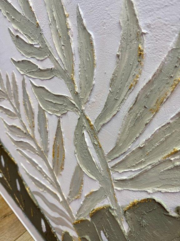 Large Handpainted Green Leaf Picture