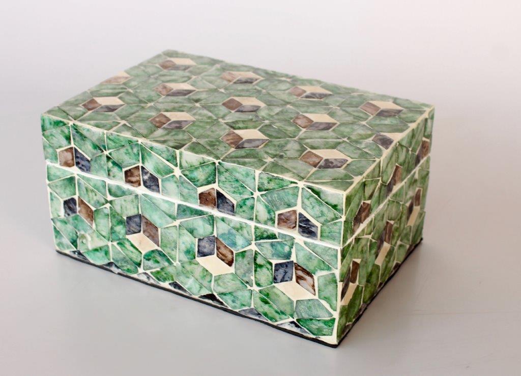 Green Geometric Capiz Box