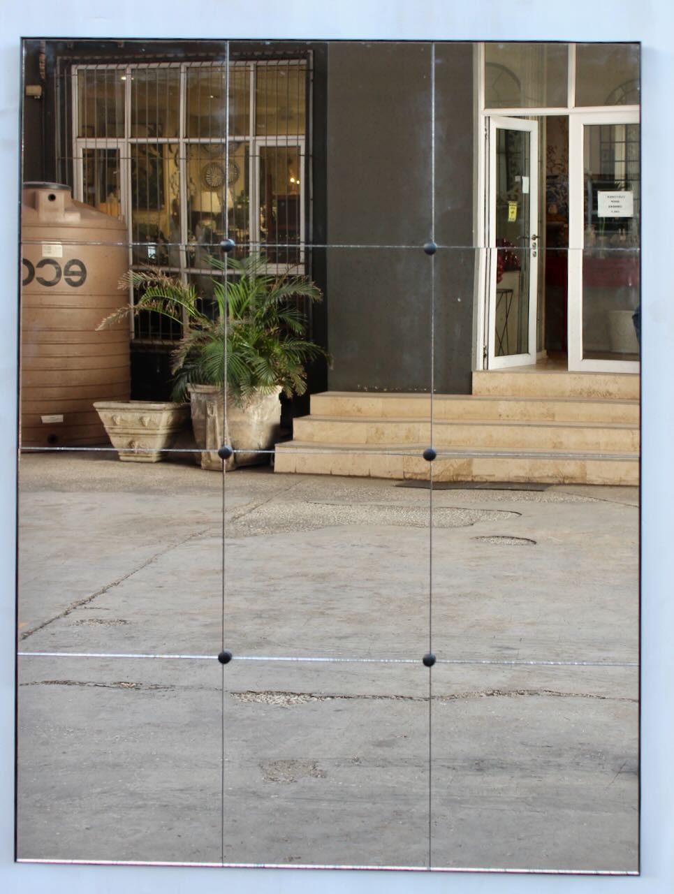 Large Rectangular 12 Pane Vintage Mirror