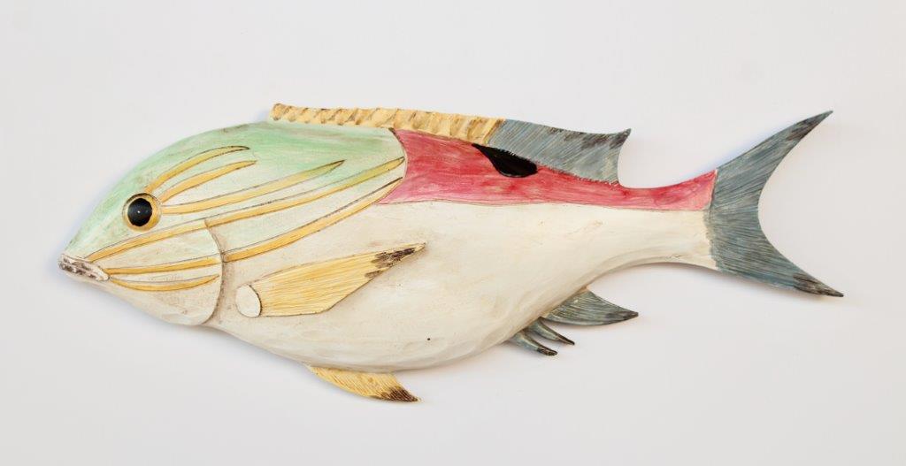 Large Yellow & Grey Fish Wall Decor