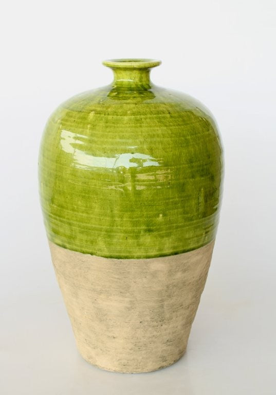 Extra Large Green and Natural Jar