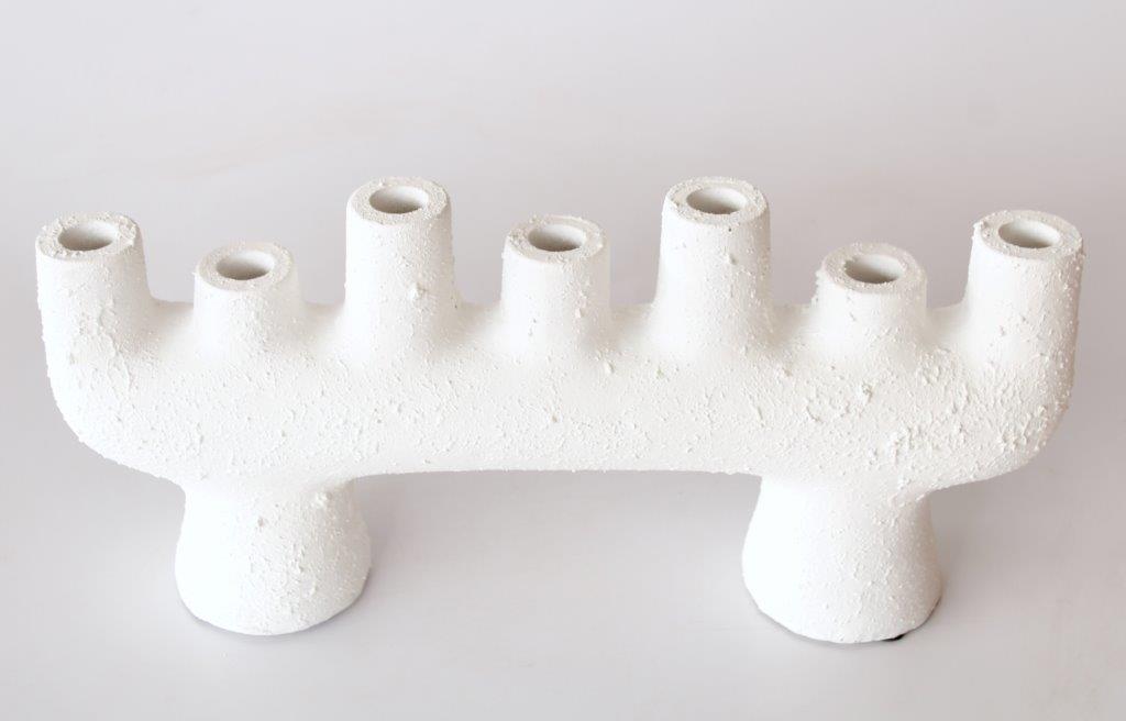 White Ceramic 7 Candle Stick Holder
