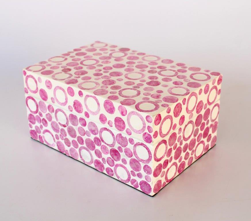 Pink Circles Capiz Box