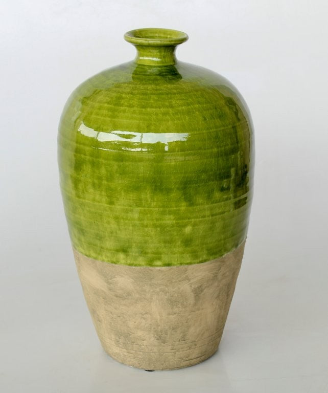 Large Green and Natural Jar
