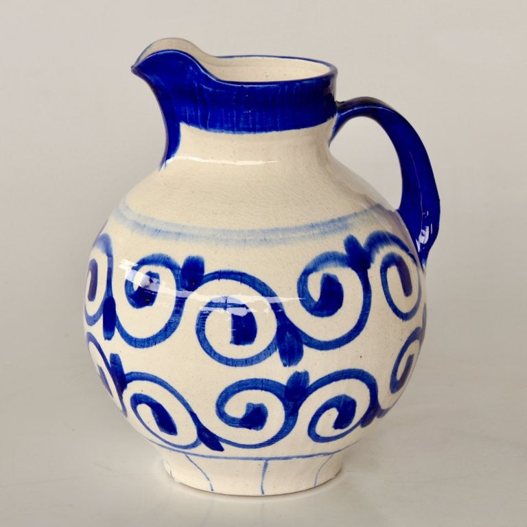 Large Blue Circle Ceramic Jug
