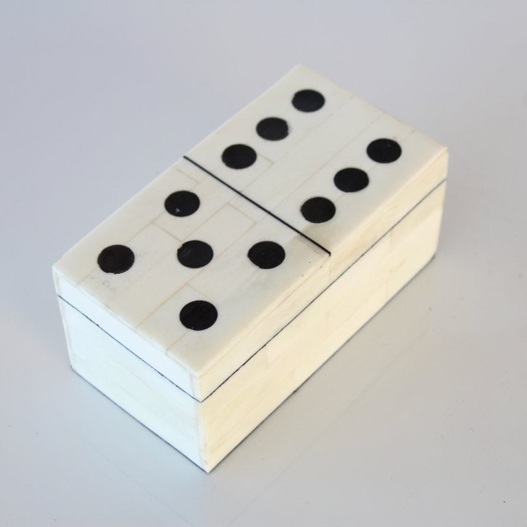 Cream & Black Bone Dominoes Box