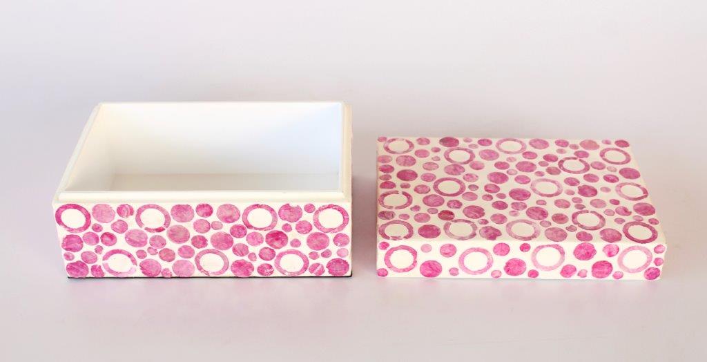 Pink Circles Capiz Box
