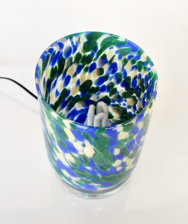 BLUE & GREEN SPLOTCH GLASS LIGHT CRYSTAL BASE