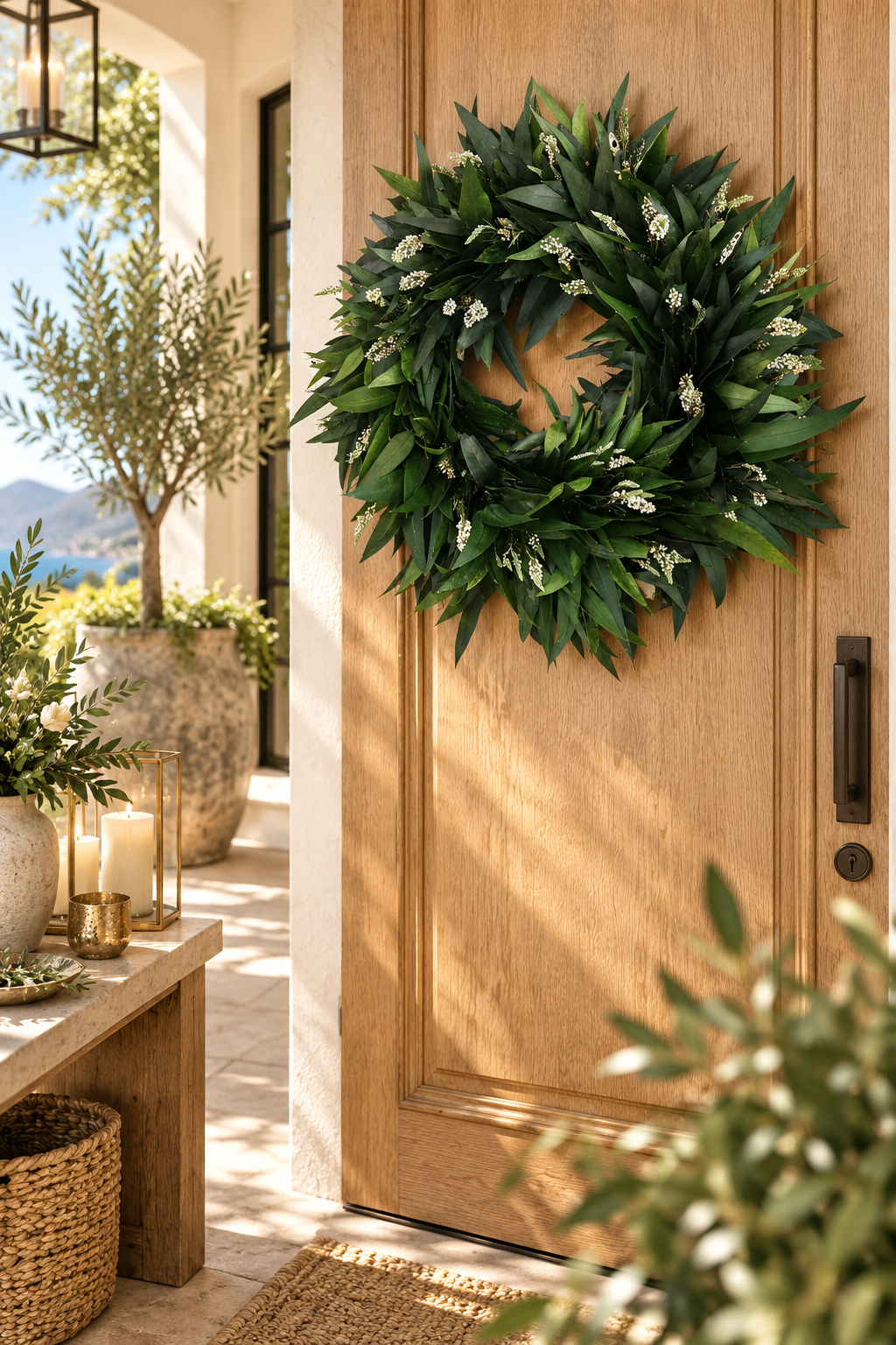 Bluegum & Spatalla Mixed Wreath – Green