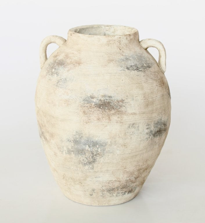Extra Large Cement Distressed Urn with Handles