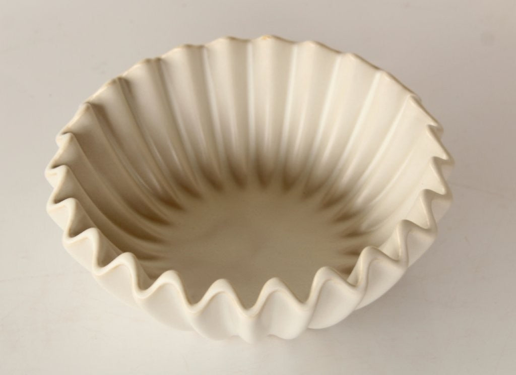 Small Off White Fluted Ceramic Bowl