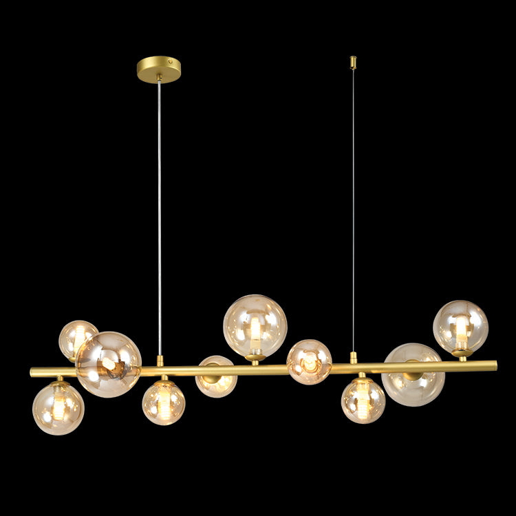 LED Large Horizontal Gold Bubble Glass Pendant
