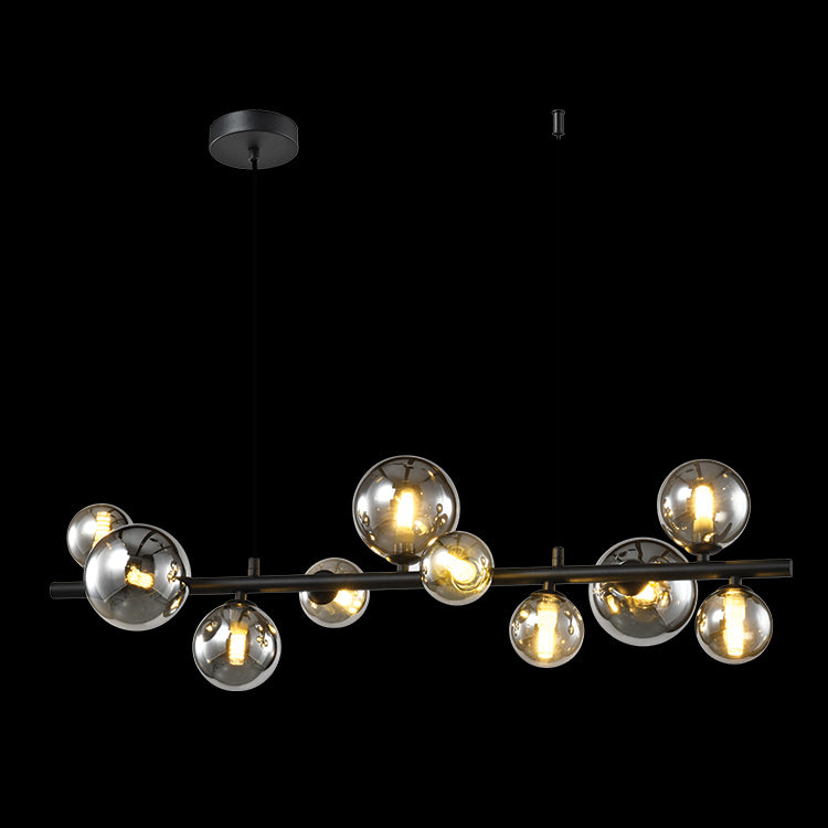 LED Large Horizontal Bubble Glass Pendant - Black