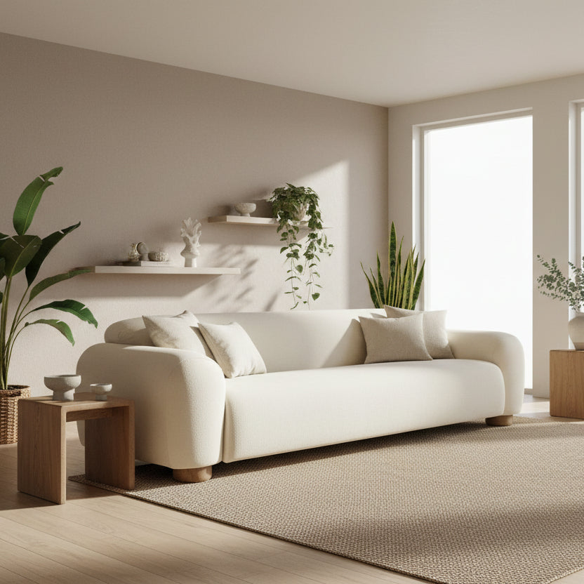 Beige sofa on a white background