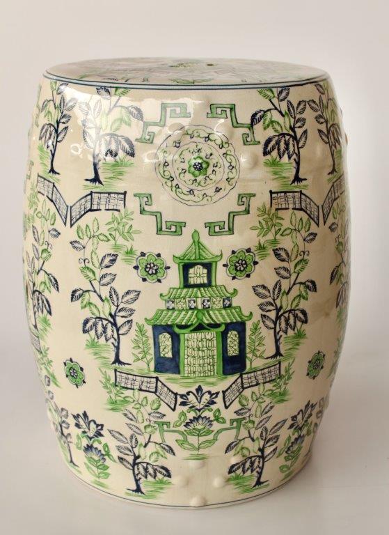 Green and Blue Pagoda Garden Stool