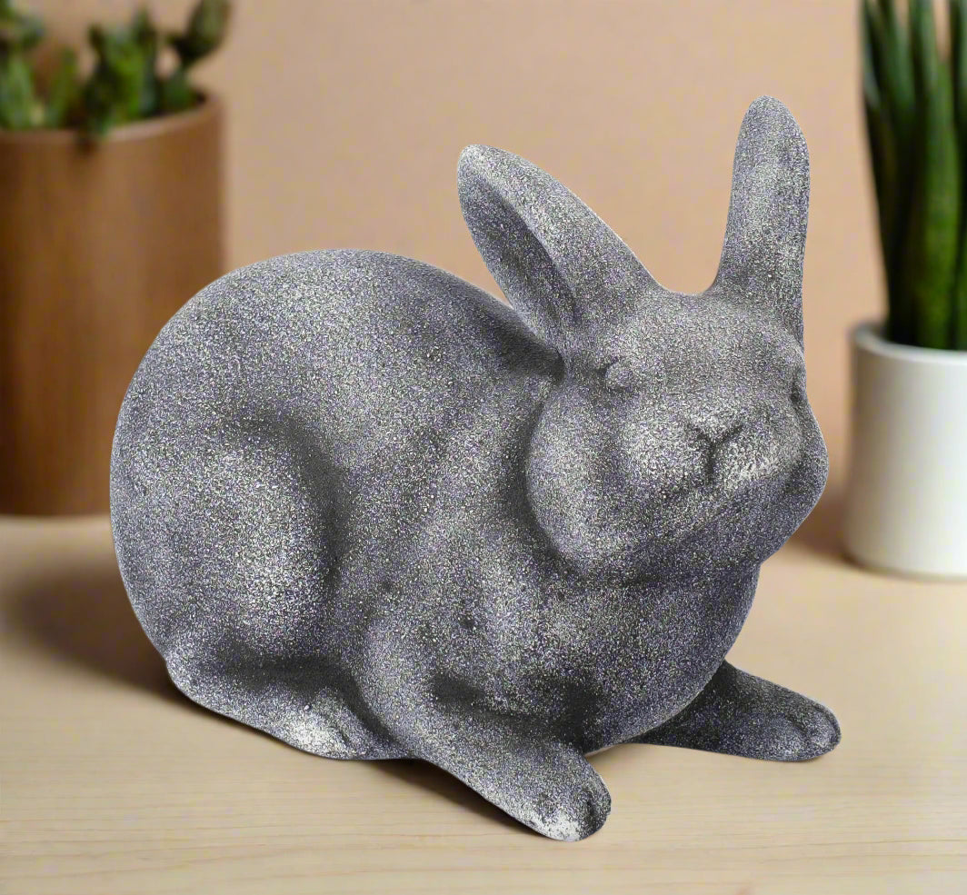 Bunny Statue in Rough Charcoal