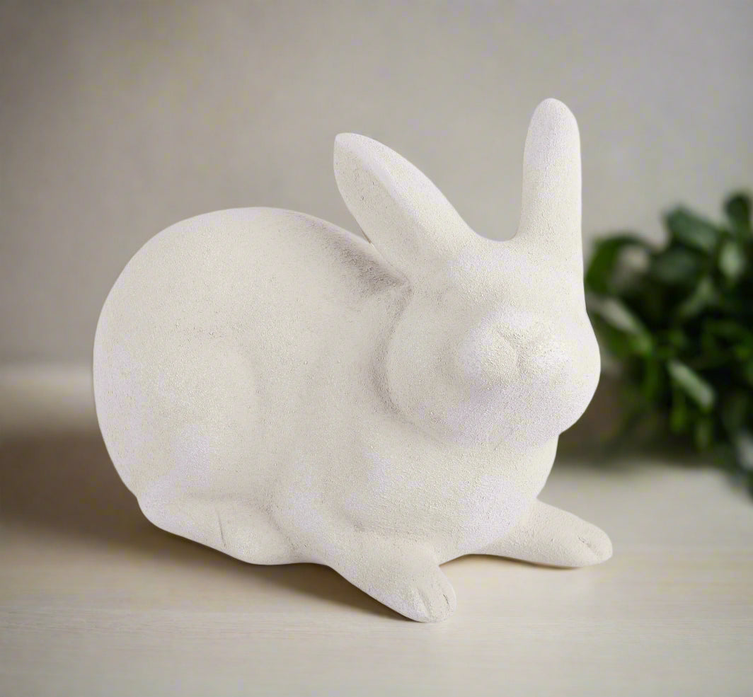 Bunny Statue in Rough Light Grey