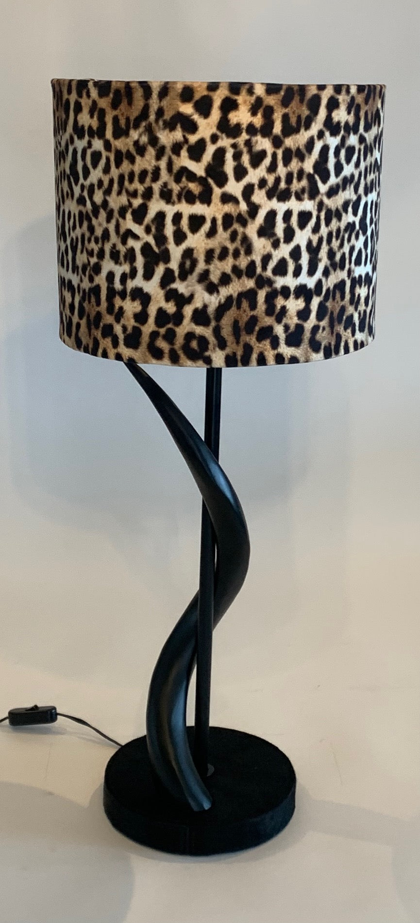 Black kudu horn Table lamp & Leopard shade