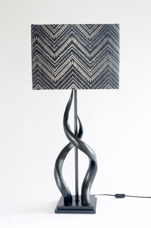 Black kudu upright twist lamp & Trail end shade