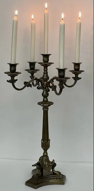 CANDELABRA 5 ARM GRIFFIN ANTIQUE BRASS