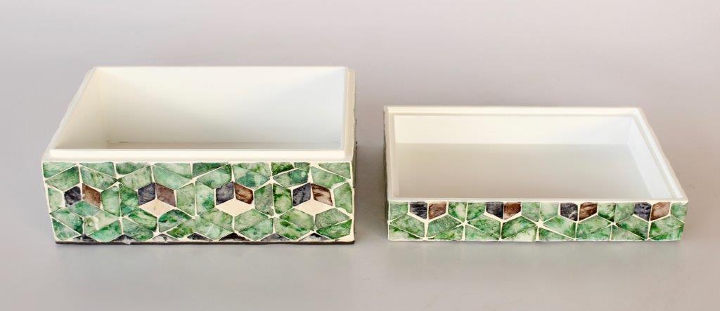 Green Geometric Capiz Box