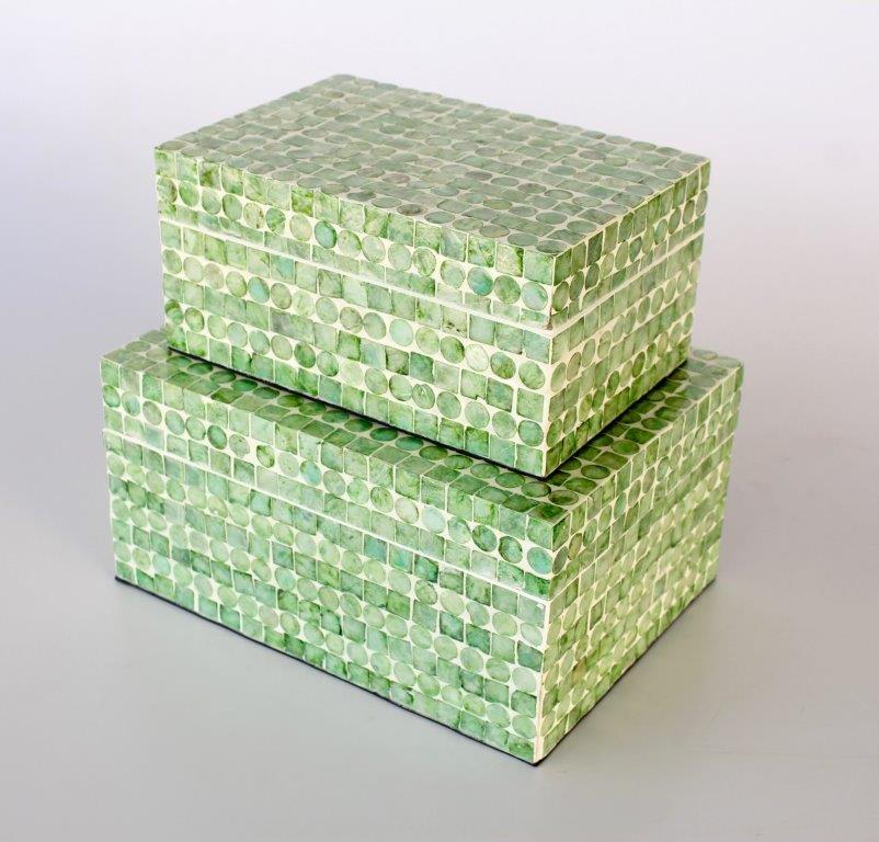 Set of 2 Lime Green Capiz Boxes