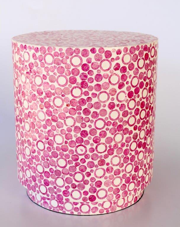 Pink Circle Capiz Garden Stool