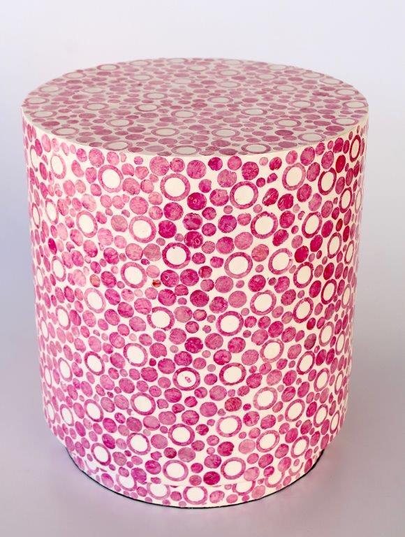 Pink Circle Capiz Garden Stool